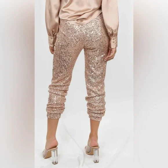 NWT LOFT Shimmering Sequin Rose Joggers - Picture 4 of 5